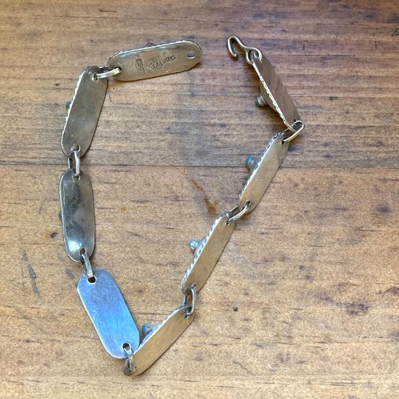 Gorgeous vintage bracelet in sterling silver and turquoise - Picture 5 of 6